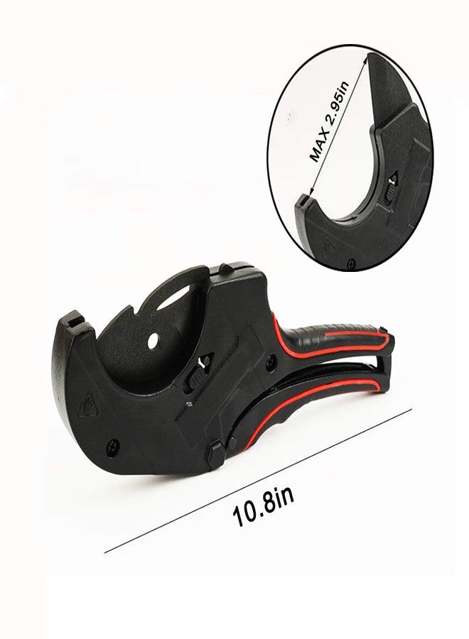 ديبيل قاطع أنابيب DUEBEL، قاطع PVC، قاطع أنابيب خرطوم بسقاطة، أداة قطع أنابيب CPVC لقطع أنابيب PE وPEX وOD وPPR حتى 2.95 بوصة من البولي فينيل، قاطع أنابيب بلاستيكية (أسود) - Image 2