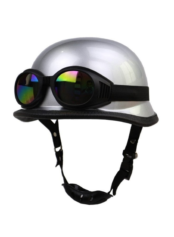 Silver Cobra Goggles Outdoor Cycling Helmet Summer Helmet Scoop Helmet Goggles Harley Electric Car Helmet Retro Helmet Dot Protective Helmet