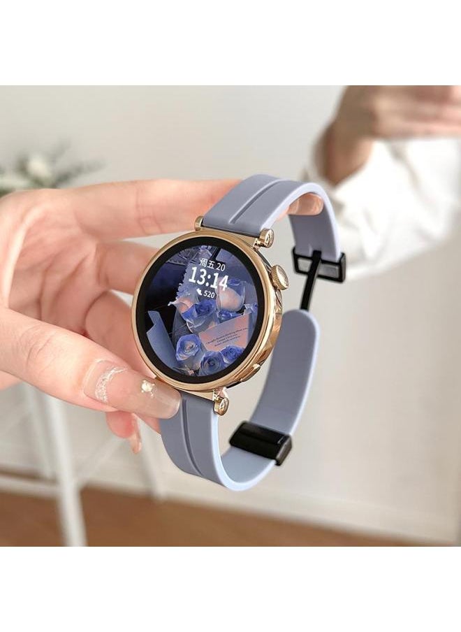 Generic For Huawei Gt4/Gt3 Strap Gt5 Silicone Magnetic Smart Watch Watch4pro Watch Strap Watchgt-Color:Blue Gray - Suitable For Huawei Gt2/gt2pro/gt2e/ecg [dial 46mm]  - Image 1
