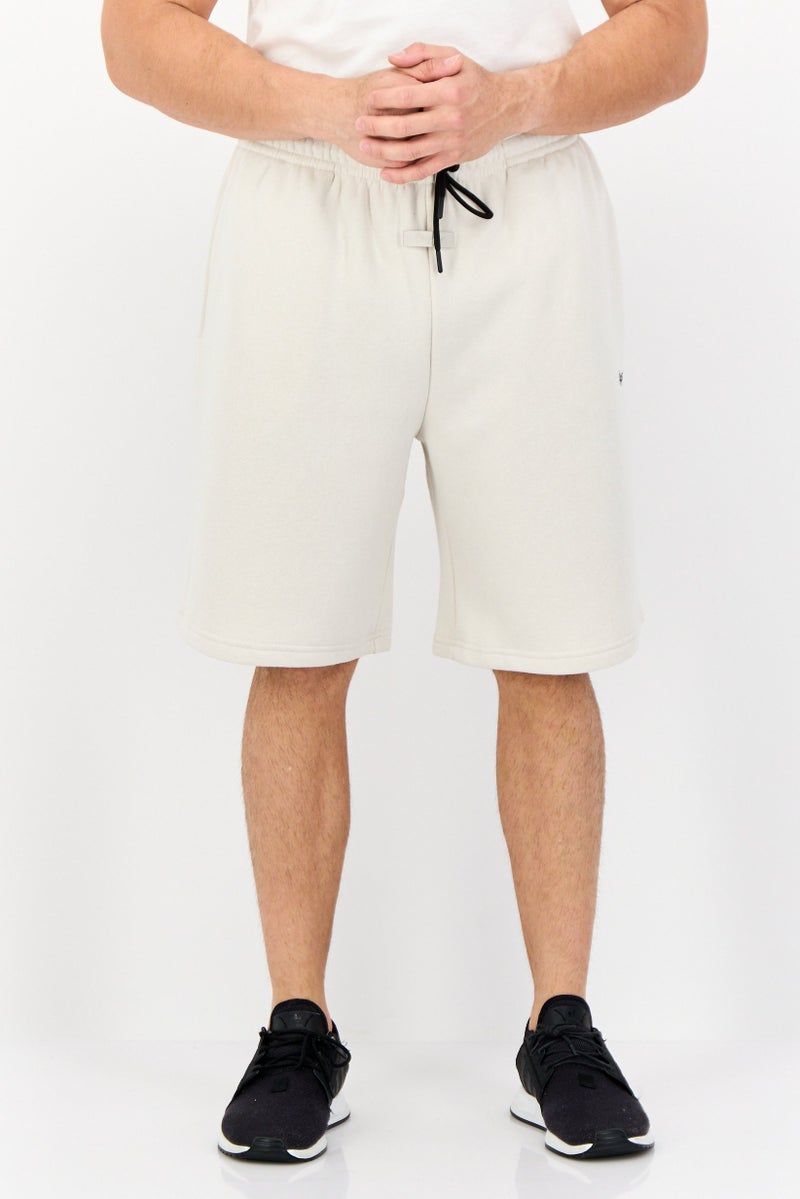 Algspar Men Brand Logo Basic Shorts, Cream  - Image 1