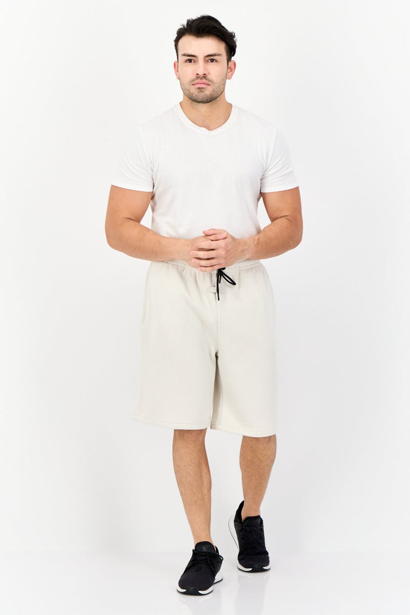 Algspar Men Brand Logo Basic Shorts, Cream  - Image 3