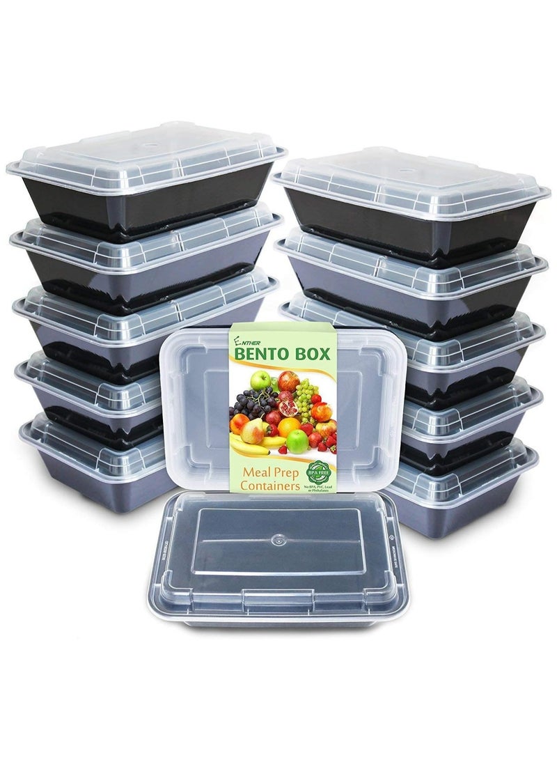 Enther Food Storage Containers with Separate Lids BPA Free Stackable Multi-Use Lunch Containers Microwave, Dishwasher and Freezer Safe Adjustable Portions 28 Ounce 12 Pieces - Image 1