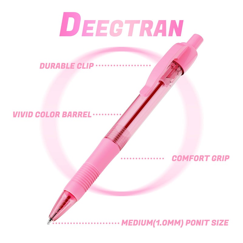 deegtran Pens Bulk, 30 Pack No Bleed Pink Ink Click Pens with Soft Grip, Wholesale Retractable Ballpoint Pens for Office School, Medium Point Smooth 1.0MM - Image 2