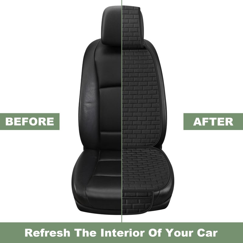 VarCozy Linen Car Seat Covers, 2PCS Breathable Front Pair Seat Covers for Cars with Non-Slip Protector for All Seasons, Universal Front Seat Covers for Cars, SUVs, Trucks - Image 4