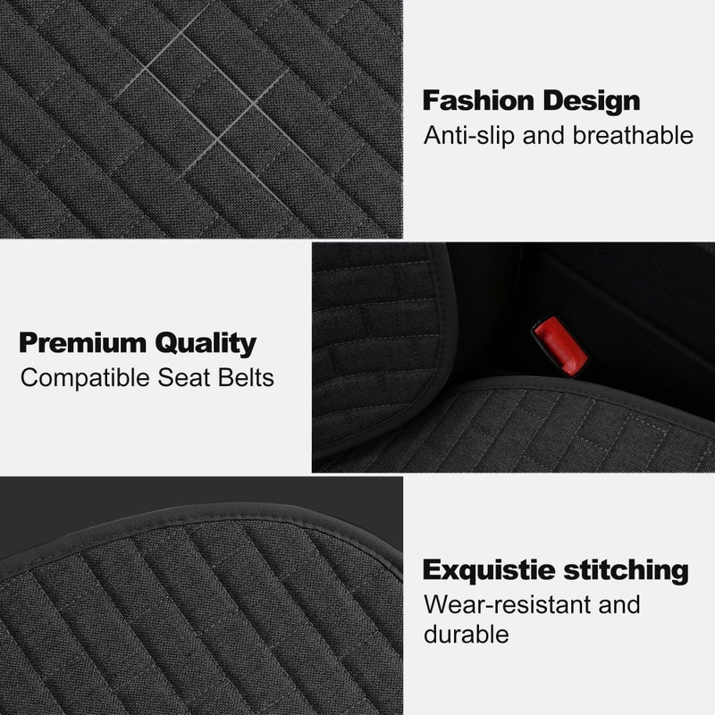 VarCozy Linen Car Seat Covers, 2PCS Breathable Front Pair Seat Covers for Cars with Non-Slip Protector for All Seasons, Universal Front Seat Covers for Cars, SUVs, Trucks - Image 3