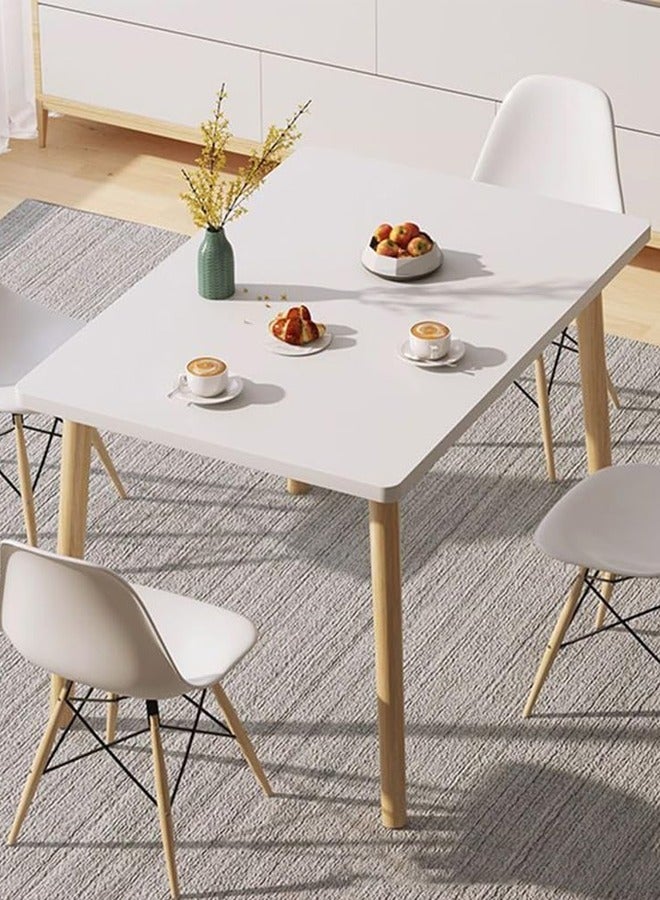 Taimi Modern Rectangular Dining Table, White Solid Wood Dining Table Furniture for Kitchen, Dining Room, Living Room 120x60x73cm - Image 4