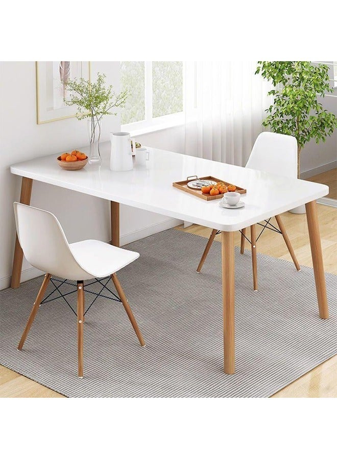 Taimi Modern Rectangular Dining Table, White Solid Wood Dining Table Furniture for Kitchen, Dining Room, Living Room 120x60x73cm - Image 2