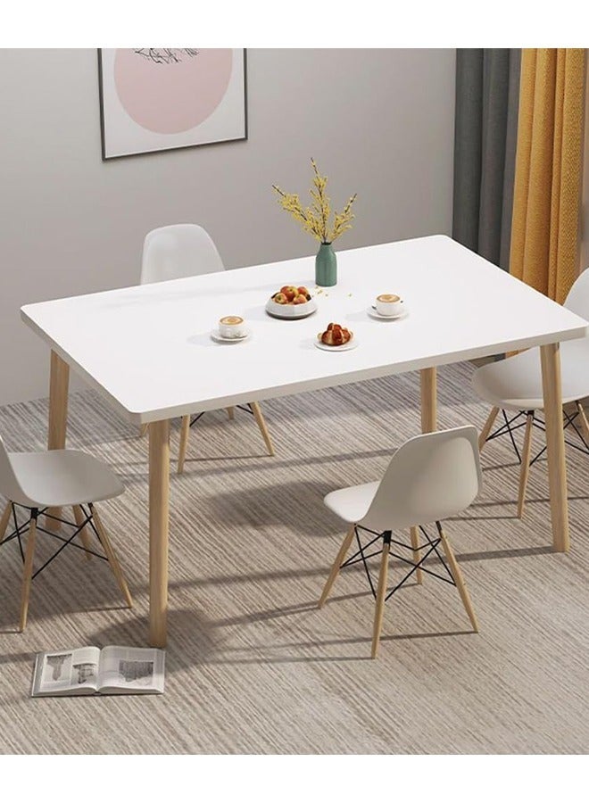 Taimi Modern Rectangular Dining Table, White Solid Wood Dining Table Furniture for Kitchen, Dining Room, Living Room 120x60x73cm - Image 3