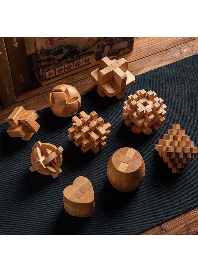 Generic - Kongming Lock Luban Lock Full Set Development Intelligence Unpacking Children's Toys Male 6-12 Birthday-Color:Beech 6-piece Set B [recommended For Grades 1-3 In Primary School] - Image 1
