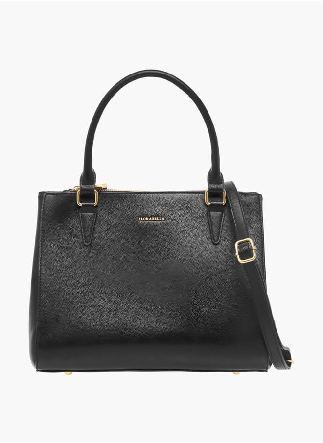 Flora Bella By Shoexpress Women Solid Tote Bag with Detachable Strap and Zip Closure  - Image 1
