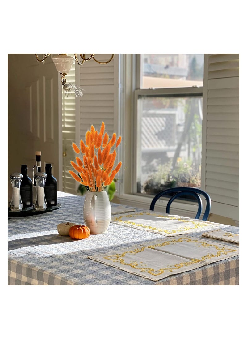 Excefore Natural Bunny Tails Dried Flowers, 60 Pcs Dried Lagurus Ovatus, Dried Pampas Grass Decor for Farmhouse Flower Arrangements Wedding Home Boho Party Decorations(Orange)  - Image 2