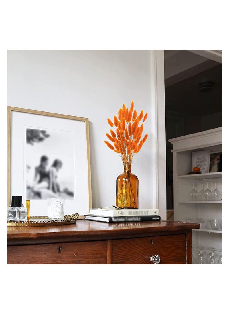 Excefore Natural Bunny Tails Dried Flowers, 60 Pcs Dried Lagurus Ovatus, Dried Pampas Grass Decor for Farmhouse Flower Arrangements Wedding Home Boho Party Decorations(Orange)  - Image 4