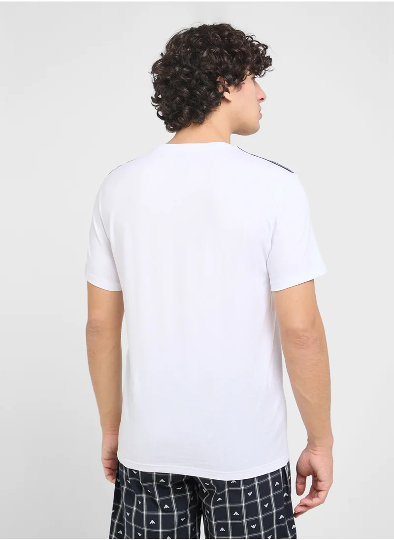 امبوريو ارماني Beachwear Logo Crew Neck T-Shirt