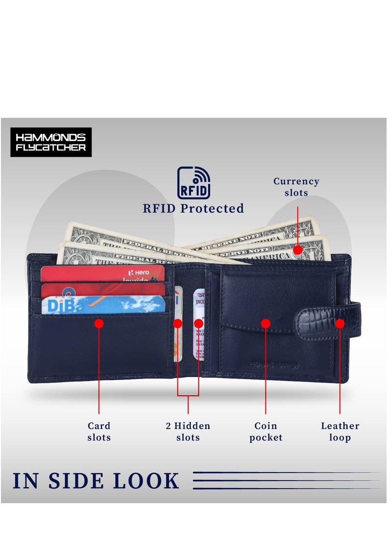 HAMMONDS FLYCATCHER Genuine Leather Wallets for Men, Croc Blue | RFID Protected  Leather Wallet for Men | Mens Wallet with 5 Card Slots - Image 3