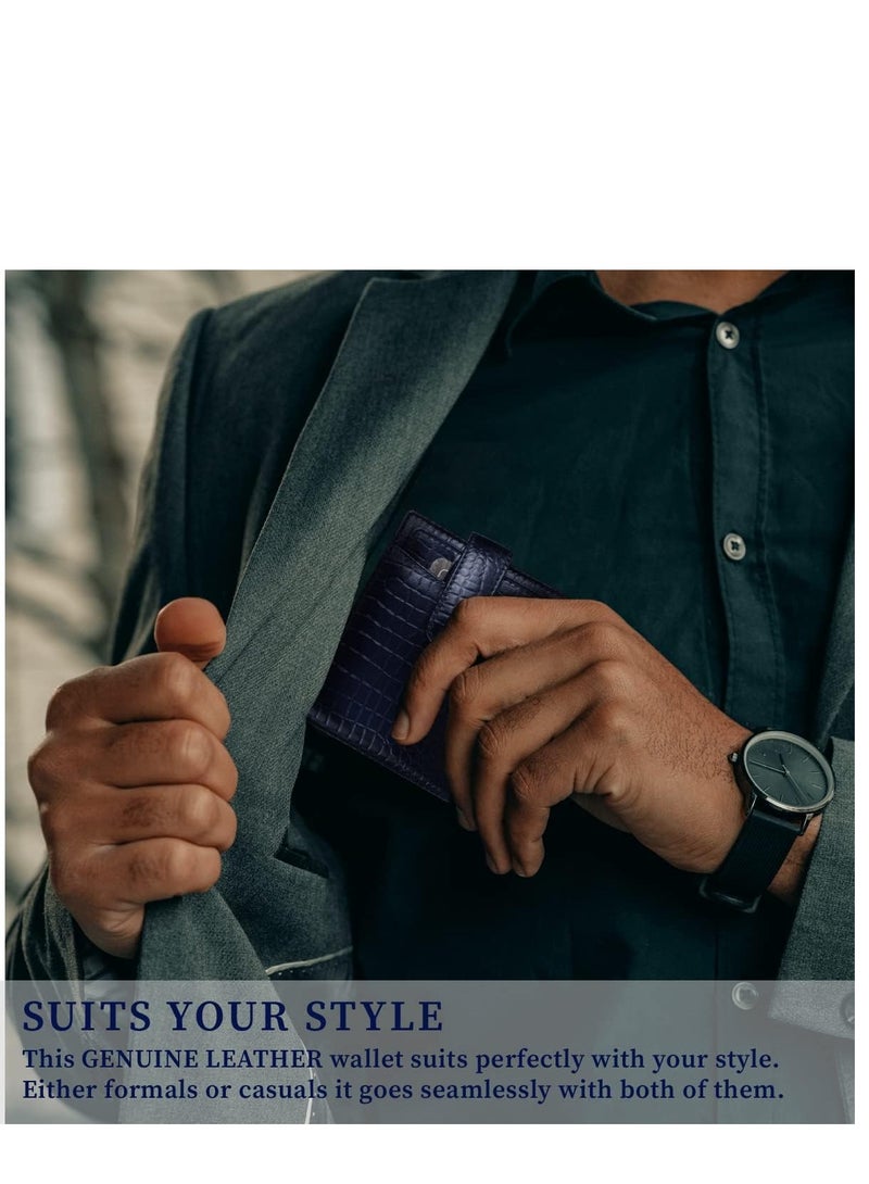 HAMMONDS FLYCATCHER Genuine Leather Wallets for Men, Croc Blue | RFID Protected  Leather Wallet for Men | Mens Wallet with 5 Card Slots - Image 4