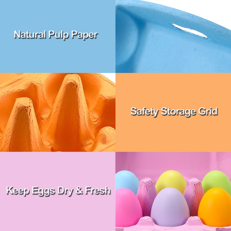 LayHyand Half Dozen Colored Egg Cartons 20 Pack, Natural Pulp Paper Egg Cartons 6 Count for Chicken Eggs Reusable, Blank Colorful Easter Toy Color Storage Tray for Holds Up to Six 6 Egg Holder Basket Cardboard - Image 4