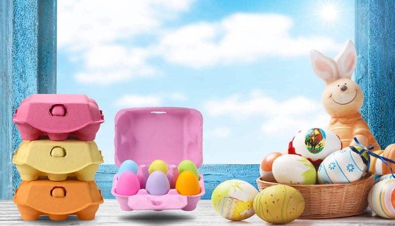LayHyand Half Dozen Colored Egg Cartons 20 Pack, Natural Pulp Paper Egg Cartons 6 Count for Chicken Eggs Reusable, Blank Colorful Easter Toy Color Storage Tray for Holds Up to Six 6 Egg Holder Basket Cardboard - Image 3