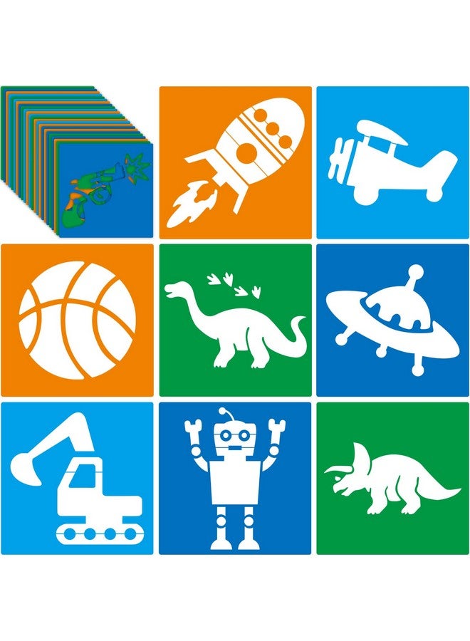Epakh 24 Pieces Stencils For Kids 8 Inches Drawing Stencils Chalk Stencils Large Washable Geometric And Garden Themed Primary Shape Template For Kids Toddlers Preschooler (Boy Style) - Image 1