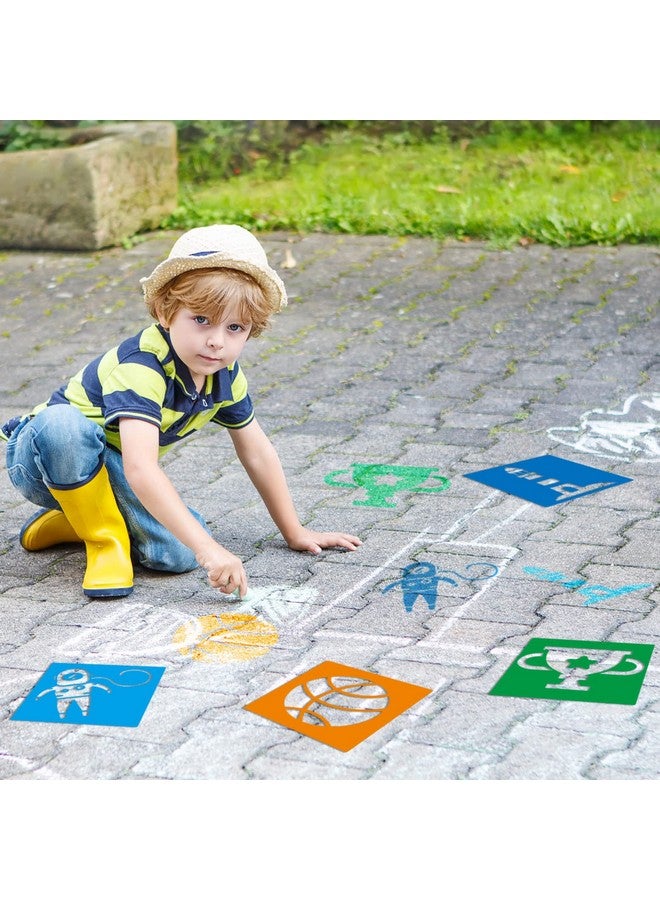 Epakh 24 Pieces Stencils For Kids 8 Inches Drawing Stencils Chalk Stencils Large Washable Geometric And Garden Themed Primary Shape Template For Kids Toddlers Preschooler (Boy Style) - Image 4