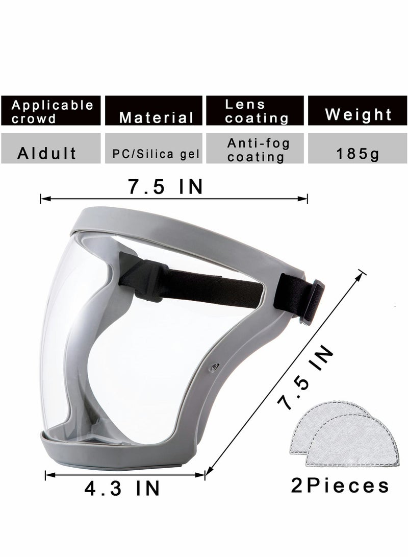 Excefore Super Protective Face Shield, Transparent Anti-Fog Full Face Safety Shield Unisex All-Inclusive Face Protection with Detachable Flter, Gray  - Image 3
