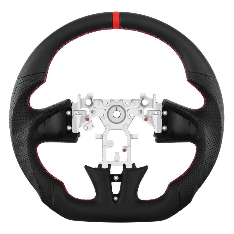 LOSCHEN Full Leather Dshaped Flatbottom Steering Wheel Perforated Leather Steering Wheel for Infiniti Q50 20142017