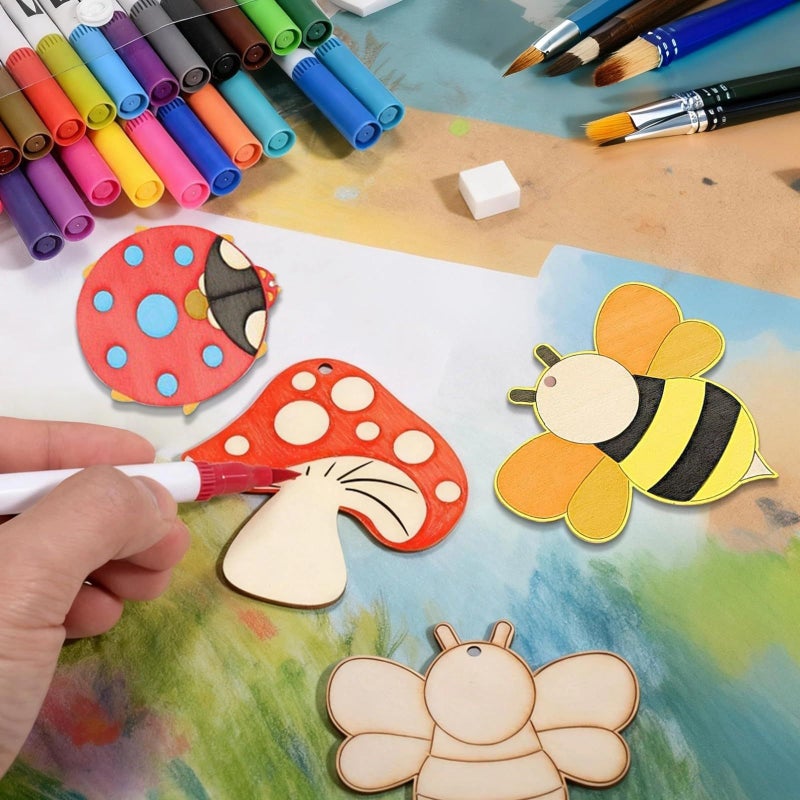 شرائح خشبية 80 قطعة مع حبل القنب للرسم وديكورات الحفلات - Image 4