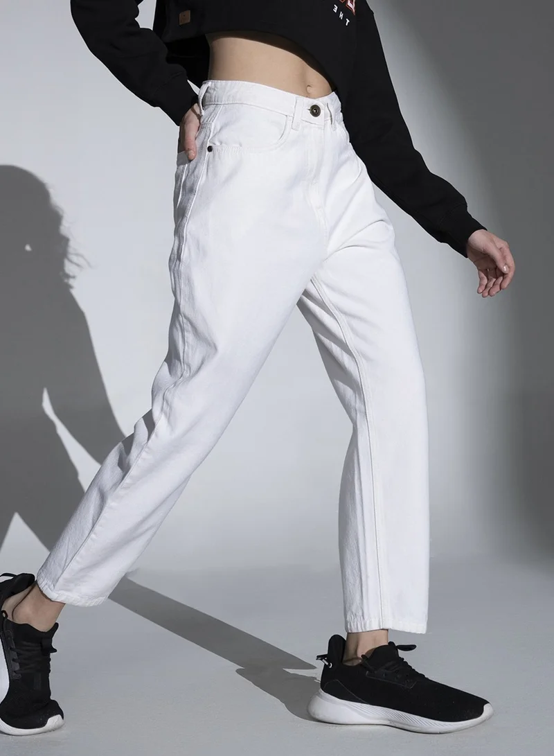 Hubberholme Mom Fit High-Rise Clean Look Jeans for Women