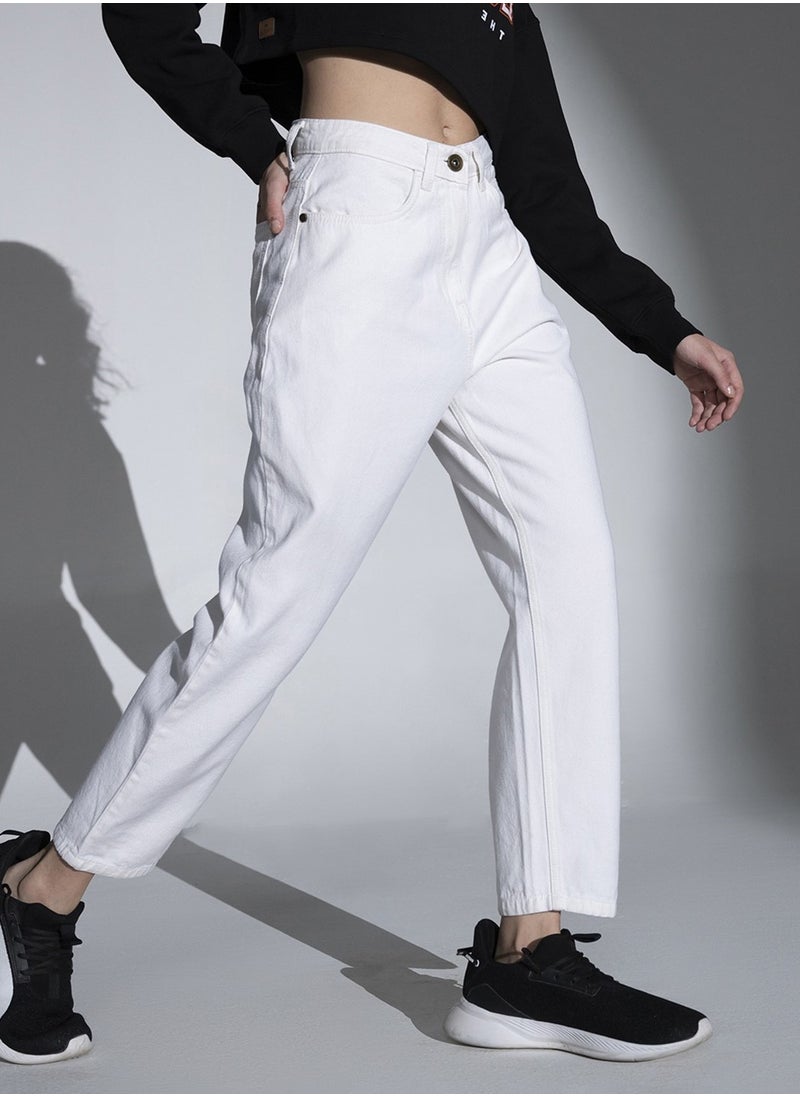 Hubberholme Mom Fit High-Rise Clean Look Jeans for Women  - Image 3