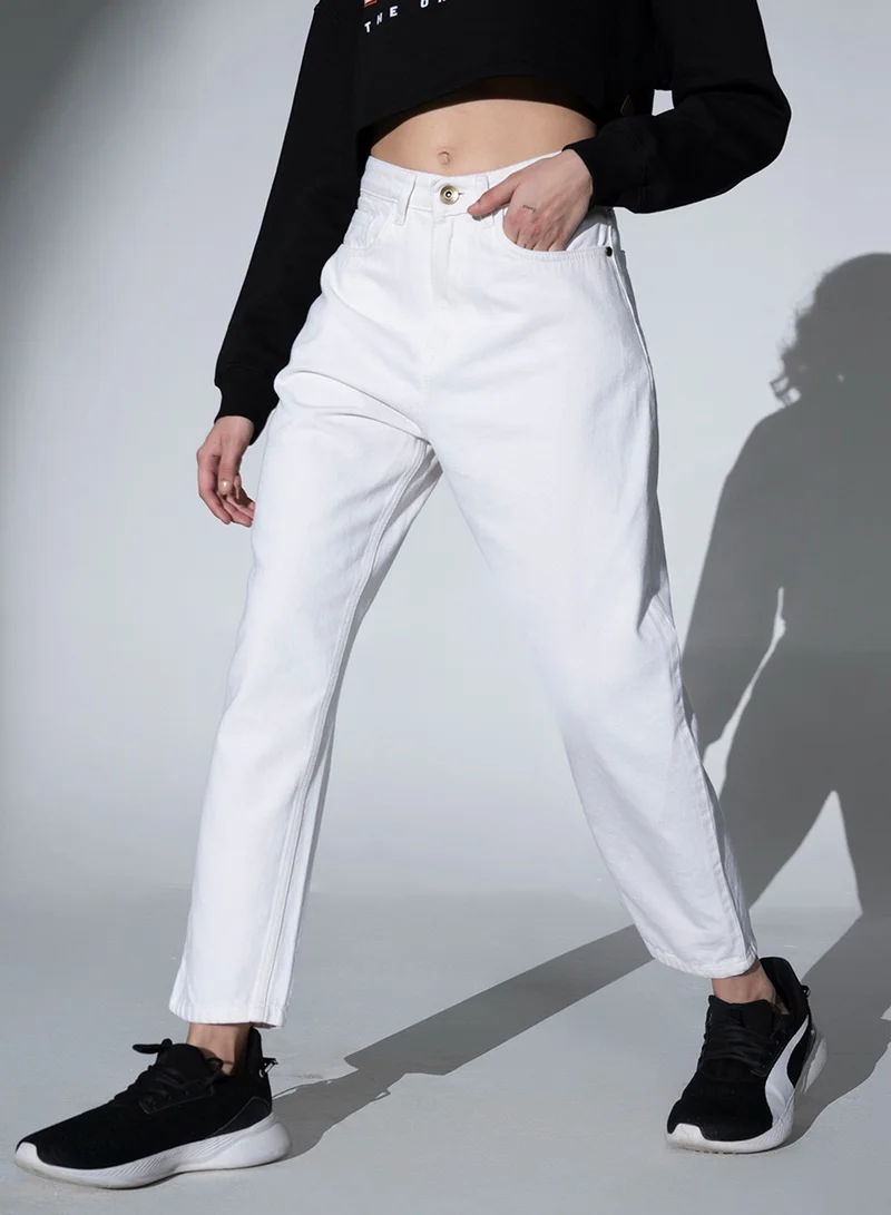 Hubberholme Mom Fit High-Rise Clean Look Jeans for Women
