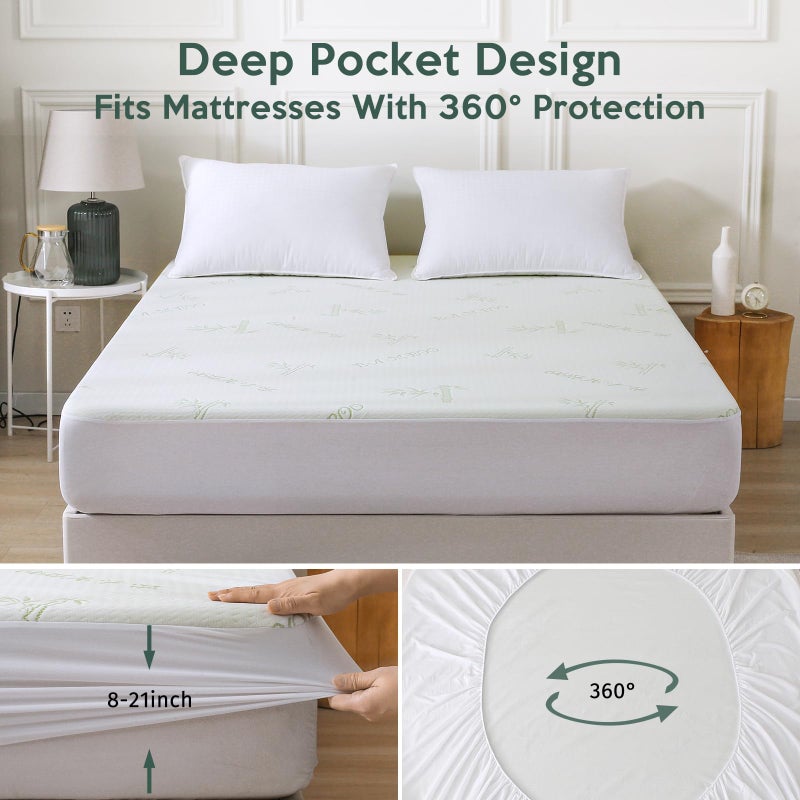 MUXHOMO Twin Mattress Protector Waterproof, Mattress Cover Twin Size Bed, Cooling and Breathable Bed Pad Cover, Deep Pocket 8"-21" - Image 4