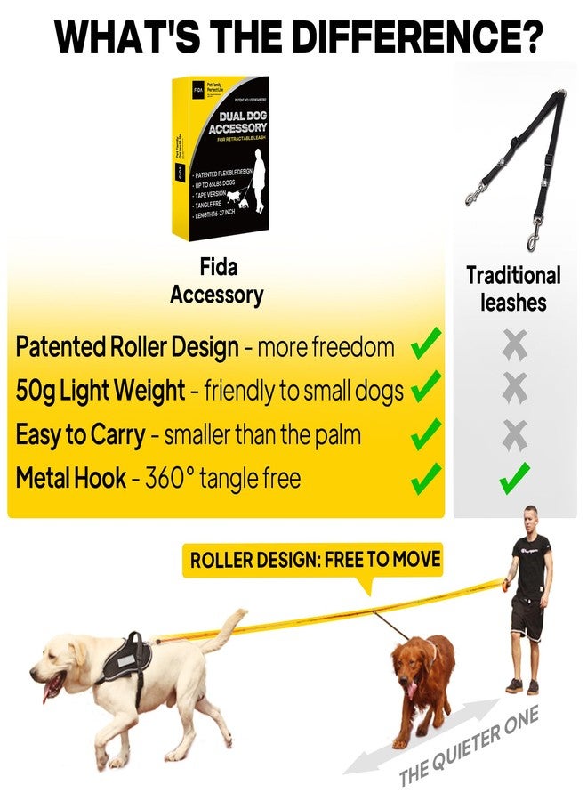 Fida Dual Dog Walking Accessories for Retractable Leash - Patented Roller Design, No Tangle Reflective Leash, Adjustable for Small & Medium Dogs (Up to 65lbs) - Image 3