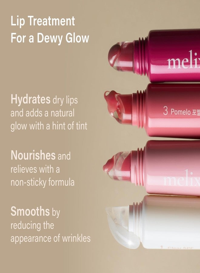 Melixir Vegan Lip Treatment, Sheer Tinted Lip Balm for Instant Hydration & Shine, Moisturizing Lip Gloss, Infused with Vegan Collagen & Jojoba Oil, Cruelty-Free, Korean Skincare-3 Pomelo(0.5oz) - Image 2
