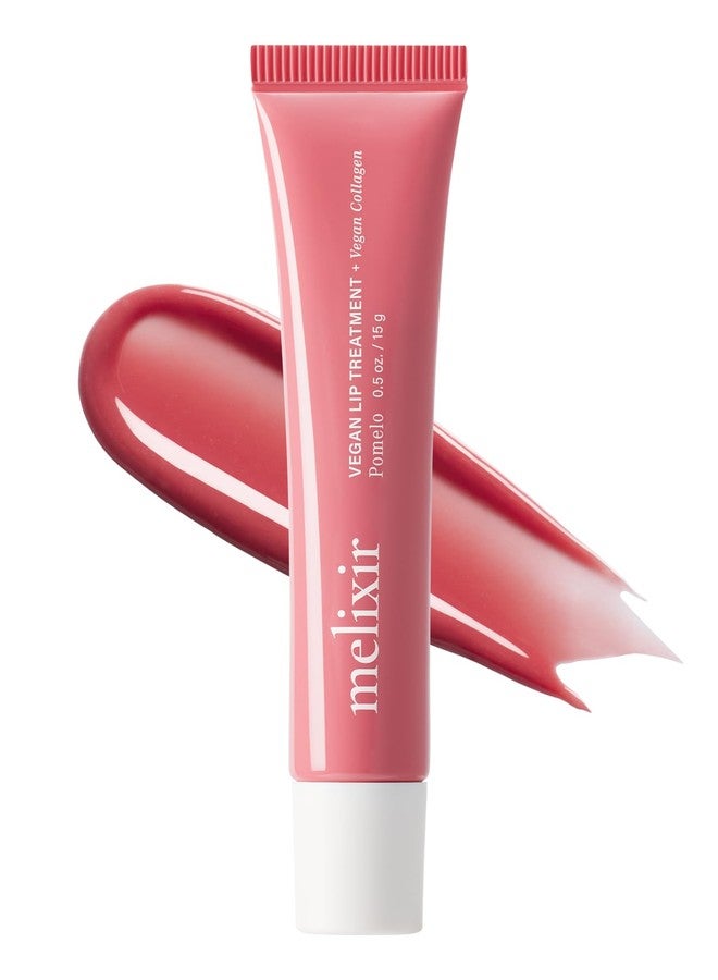 Melixir Vegan Lip Treatment, Sheer Tinted Lip Balm for Instant Hydration & Shine, Moisturizing Lip Gloss, Infused with Vegan Collagen & Jojoba Oil, Cruelty-Free, Korean Skincare-3 Pomelo(0.5oz) - Image 1