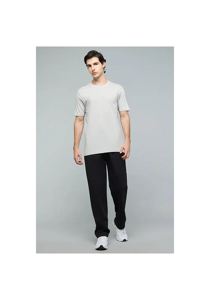 أر أند بي Solid T-Shirt with Crew Neck and Short Sleeves