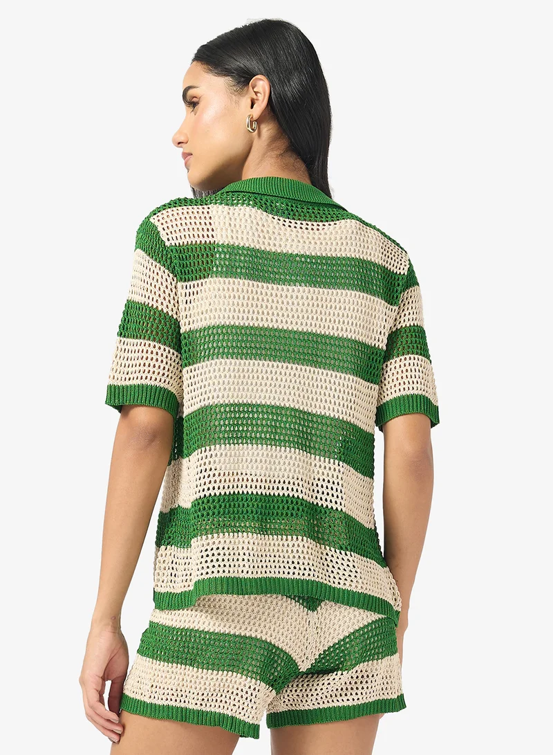 Ginger Knitted Shirt & Short Coord Set