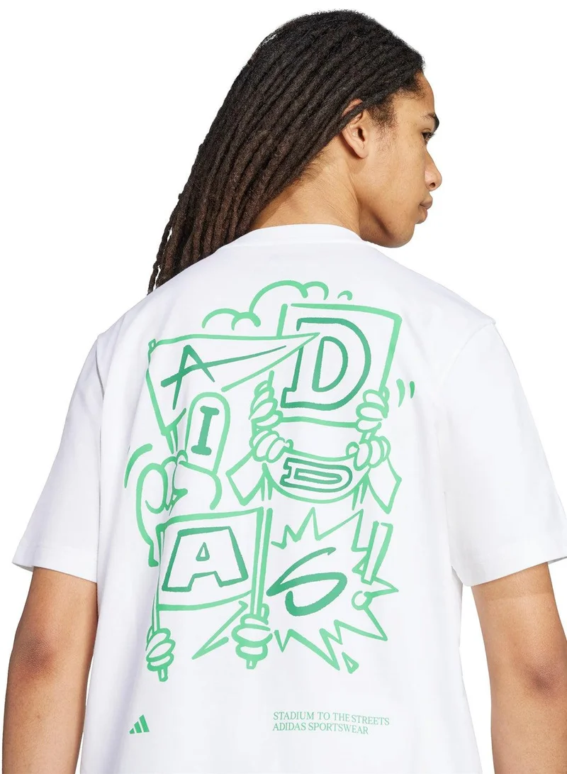 Adidas WHITE Stadium Crowd Loose Graphic T-Shirt for Men | Best Price UAE