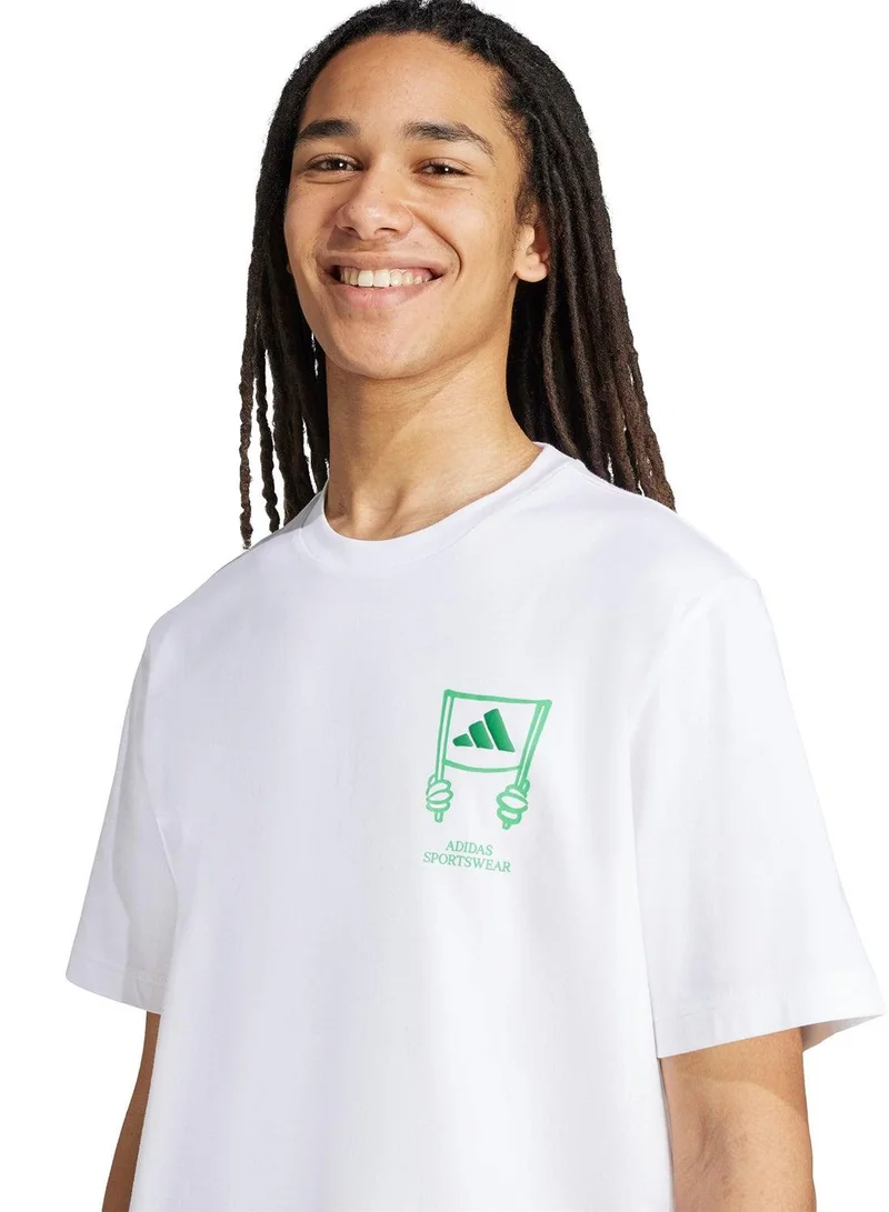 Adidas WHITE Stadium Crowd Loose Graphic T-Shirt for Men | Best Price UAE
