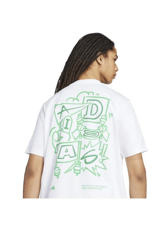 Adidas WHITE Stadium Crowd Loose Graphic T-Shirt for Men | Best Price UAE