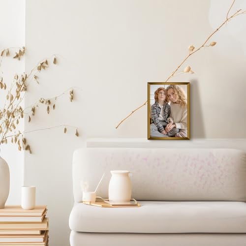 Frametory, 5x7 Black Aluminum Picture Frame - Set of 2 - Ideal for Displaying 4x6 Photos with Mat or 5x7 Without Mat - Real Glass Front - Simple Gallery Wall Frames for Art Prints and Posters - Image 3