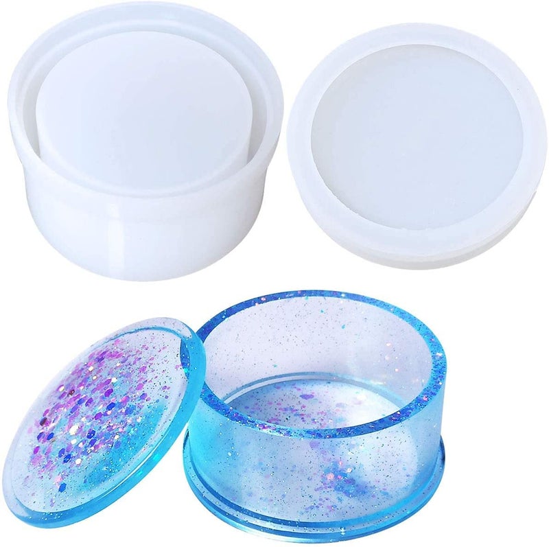 ARTOOL Round Storage Box Resin Art Mold Container for Jewellery Keychains Pendant with Top Lid Epoxy Resin Art Mould 3x3 Inch (A72) - Image 1