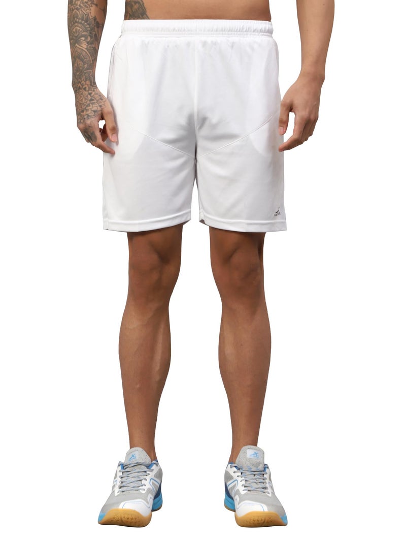 Vector X OMS-274 Mens Solid Pattern Regular Dry Fit Athletic, Running, Gym, Outdoor, Workout Training Light Weight Sports Active Shorts (White, M) - Image 1