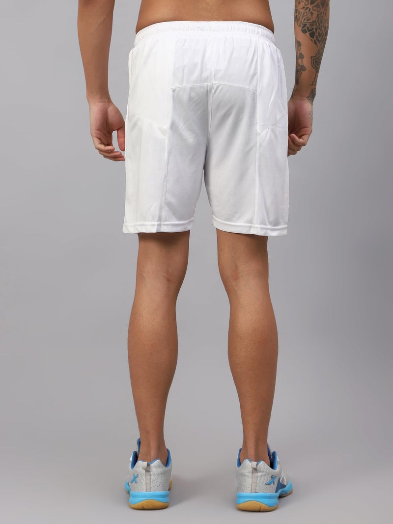 Vector X OMS-274 Mens Solid Pattern Regular Dry Fit Athletic, Running, Gym, Outdoor, Workout Training Light Weight Sports Active Shorts (White, M) - Image 2