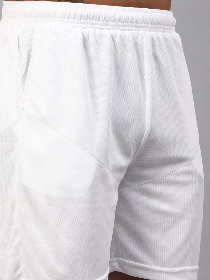 Vector X OMS-274 Mens Solid Pattern Regular Dry Fit Athletic, Running, Gym, Outdoor, Workout Training Light Weight Sports Active Shorts (White, M) - Image 5