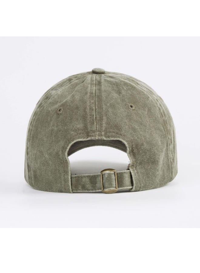 LANGZHEN Unisex Plain Washed Cotton and Denim Baseball Cap Adjustable Dad hat (Army Green) - Image 3