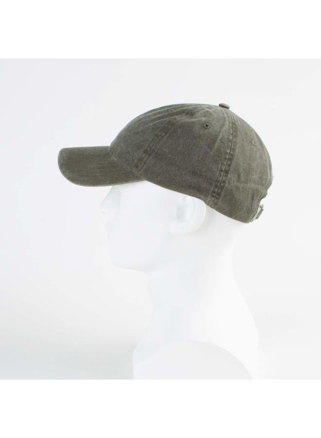 LANGZHEN Unisex Plain Washed Cotton and Denim Baseball Cap Adjustable Dad hat (Army Green) - Image 4