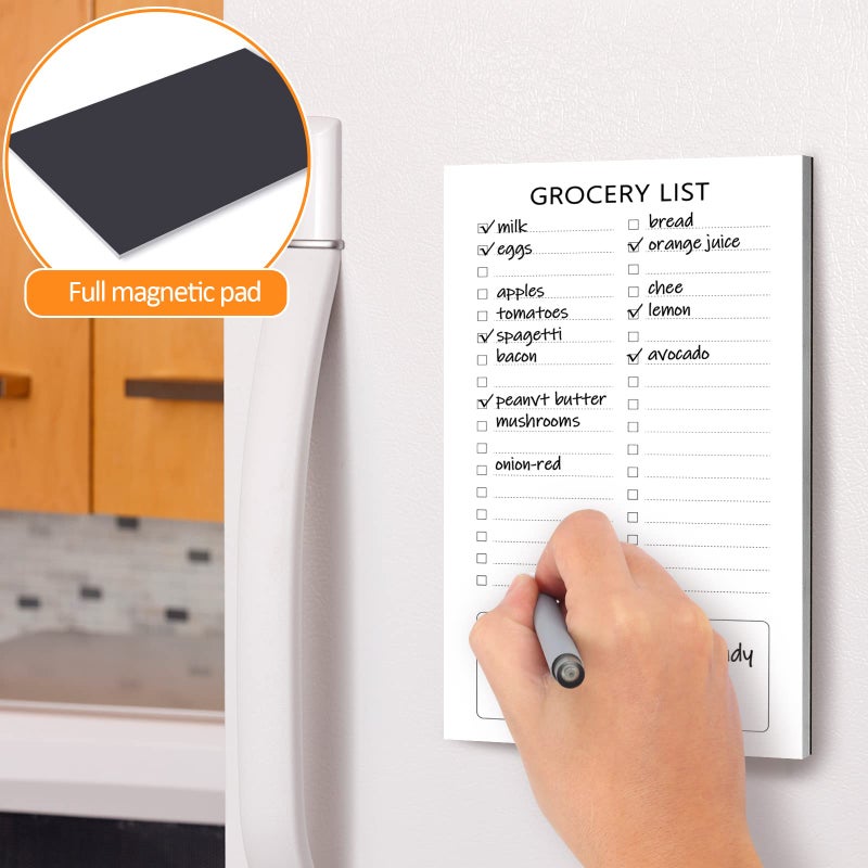 Joyberg Grocery List Magnet Pad for Fridge, 2 Pack Magnetic Notepads for Refrigerator, Magnetic Grocery List Pad for Fridge, Full Magnet Back Shopping Lists, 60 Sheets Per Note Pads - Image 5