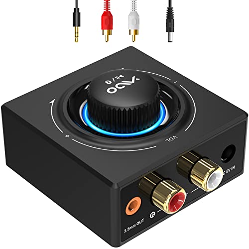YMOO B06T3 Bluetooth 5.3 Receiver, 100ft RCA Bluetooth Audio Adapter for 3.5mm Jack AUX HiFi Home Stereo/Speaker from Smartphone/Tablet/Laptop,Dual Link for Two Speakers,SBC AAC Audio - Image 1