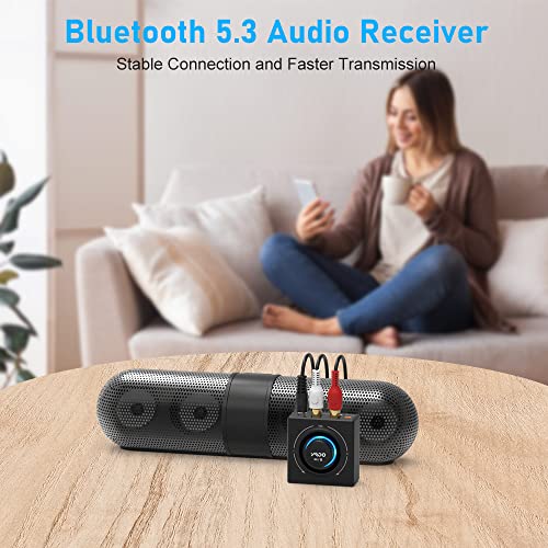 YMOO B06T3 Bluetooth 5.3 Receiver, 100ft RCA Bluetooth Audio Adapter for 3.5mm Jack AUX HiFi Home Stereo/Speaker from Smartphone/Tablet/Laptop,Dual Link for Two Speakers,SBC AAC Audio - Image 5