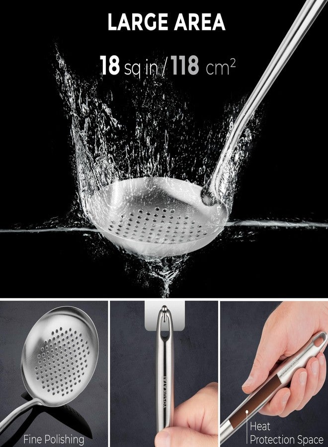 Yosukata 17" Wok Spatula and Ladle Skimmer Spoon - Stainless Steel Cooking Utensils Set of 3-304 Stainless Steel Kitchen Utensils Set - Dishwasher Safe Wok Accessories - Wok Utensils - Cooking Tools - Image 5