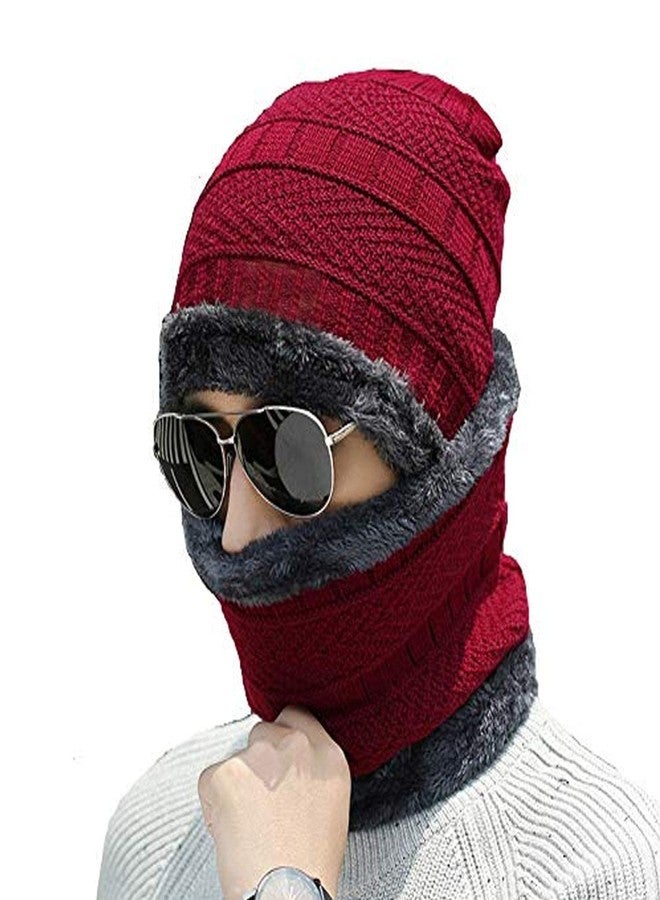 AG E-Com Winter Knit Beanie Woollen Cap Hat Woollen Neck Warmer Scarf (Multicolor) - Image 1